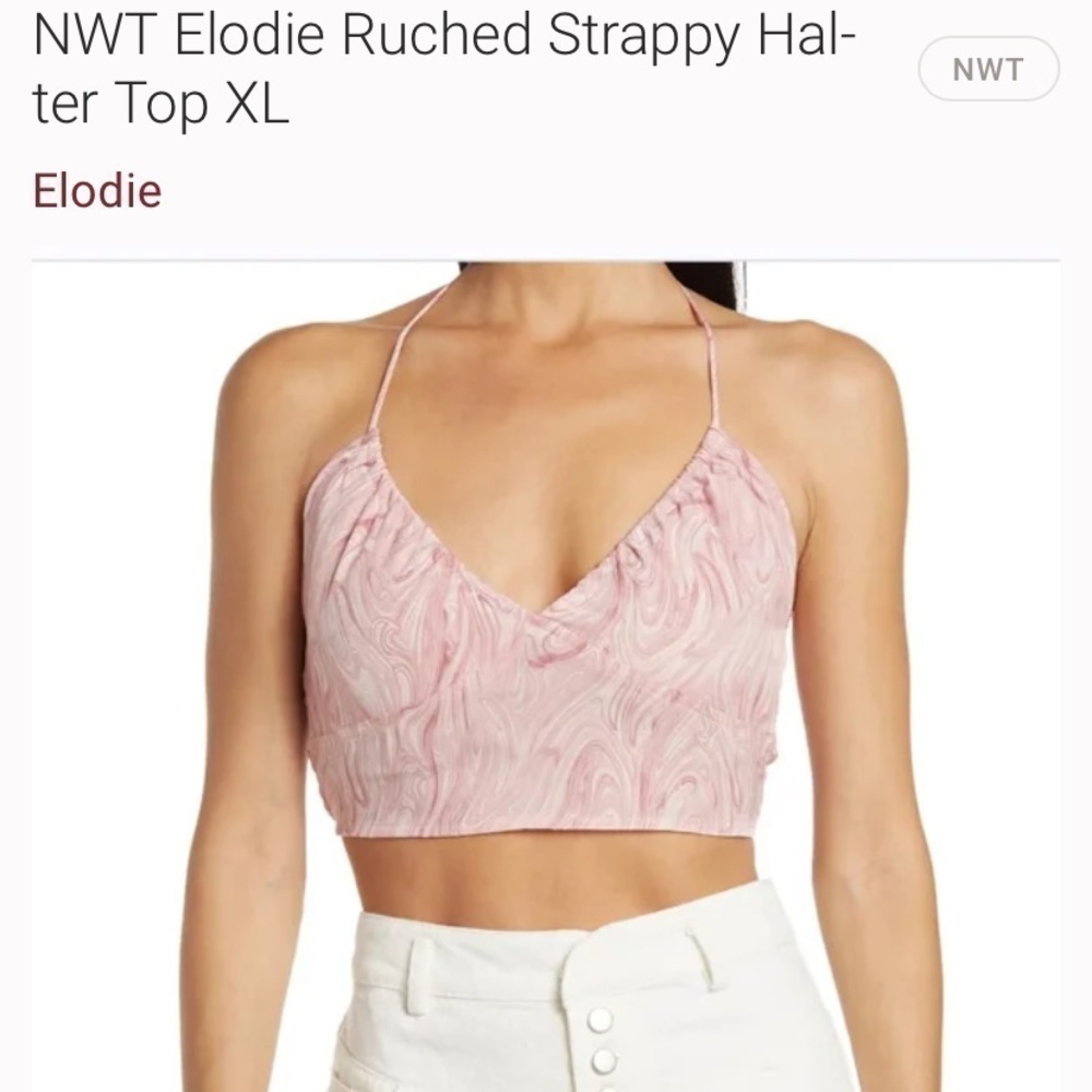 NWT Elodie Ruched Strappy Pink Halter Crop - Picture 10 of 10